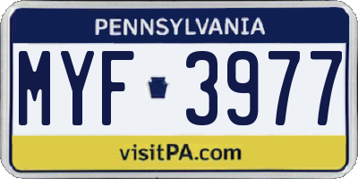 PA license plate MYF3977
