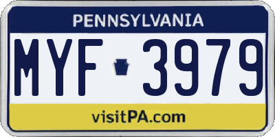 PA license plate MYF3979