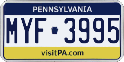 PA license plate MYF3995