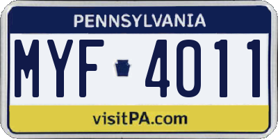 PA license plate MYF4011
