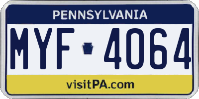 PA license plate MYF4064