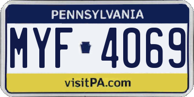 PA license plate MYF4069