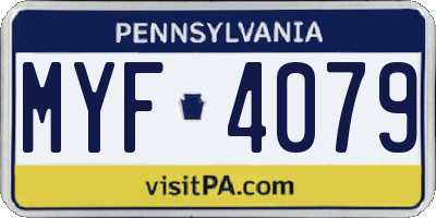 PA license plate MYF4079