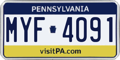 PA license plate MYF4091