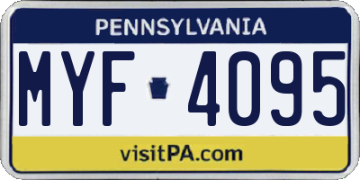 PA license plate MYF4095