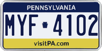PA license plate MYF4102