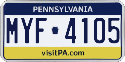 PA license plate MYF4105