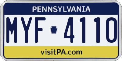 PA license plate MYF4110