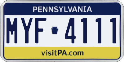 PA license plate MYF4111