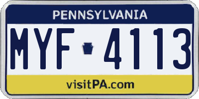 PA license plate MYF4113