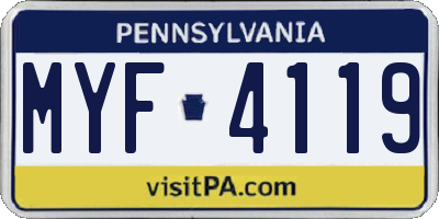 PA license plate MYF4119