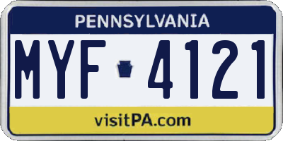PA license plate MYF4121