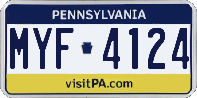 PA license plate MYF4124