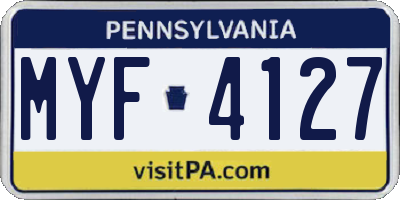PA license plate MYF4127