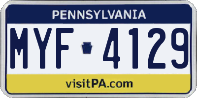 PA license plate MYF4129