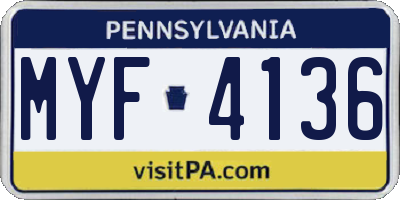 PA license plate MYF4136