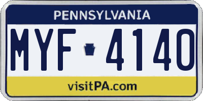 PA license plate MYF4140