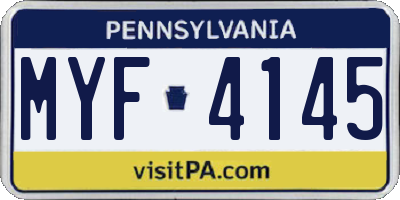 PA license plate MYF4145