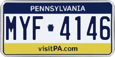 PA license plate MYF4146