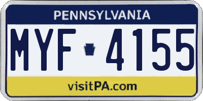 PA license plate MYF4155