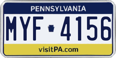 PA license plate MYF4156