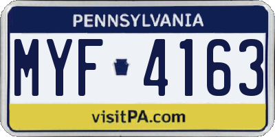 PA license plate MYF4163