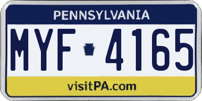 PA license plate MYF4165