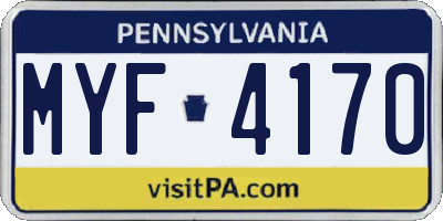 PA license plate MYF4170