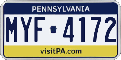 PA license plate MYF4172