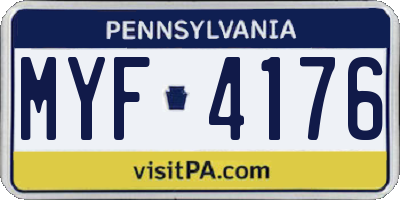 PA license plate MYF4176