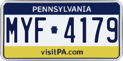 PA license plate MYF4179