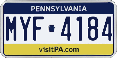 PA license plate MYF4184