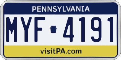 PA license plate MYF4191