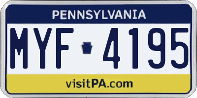 PA license plate MYF4195