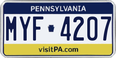 PA license plate MYF4207