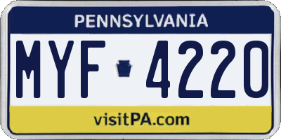 PA license plate MYF4220