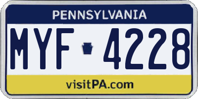 PA license plate MYF4228