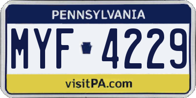 PA license plate MYF4229
