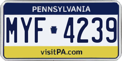PA license plate MYF4239