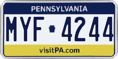 PA license plate MYF4244