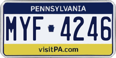 PA license plate MYF4246