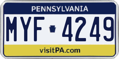 PA license plate MYF4249