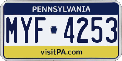 PA license plate MYF4253