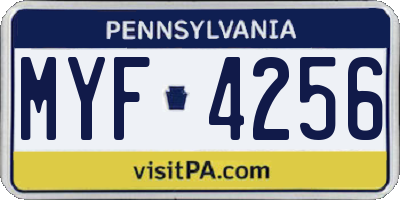 PA license plate MYF4256