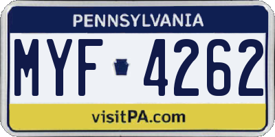 PA license plate MYF4262