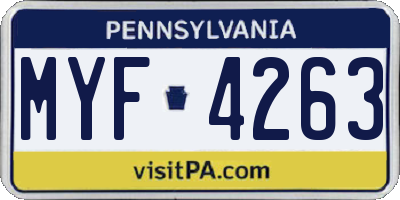 PA license plate MYF4263