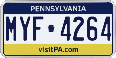 PA license plate MYF4264