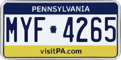 PA license plate MYF4265
