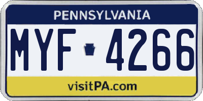 PA license plate MYF4266