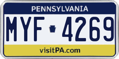 PA license plate MYF4269